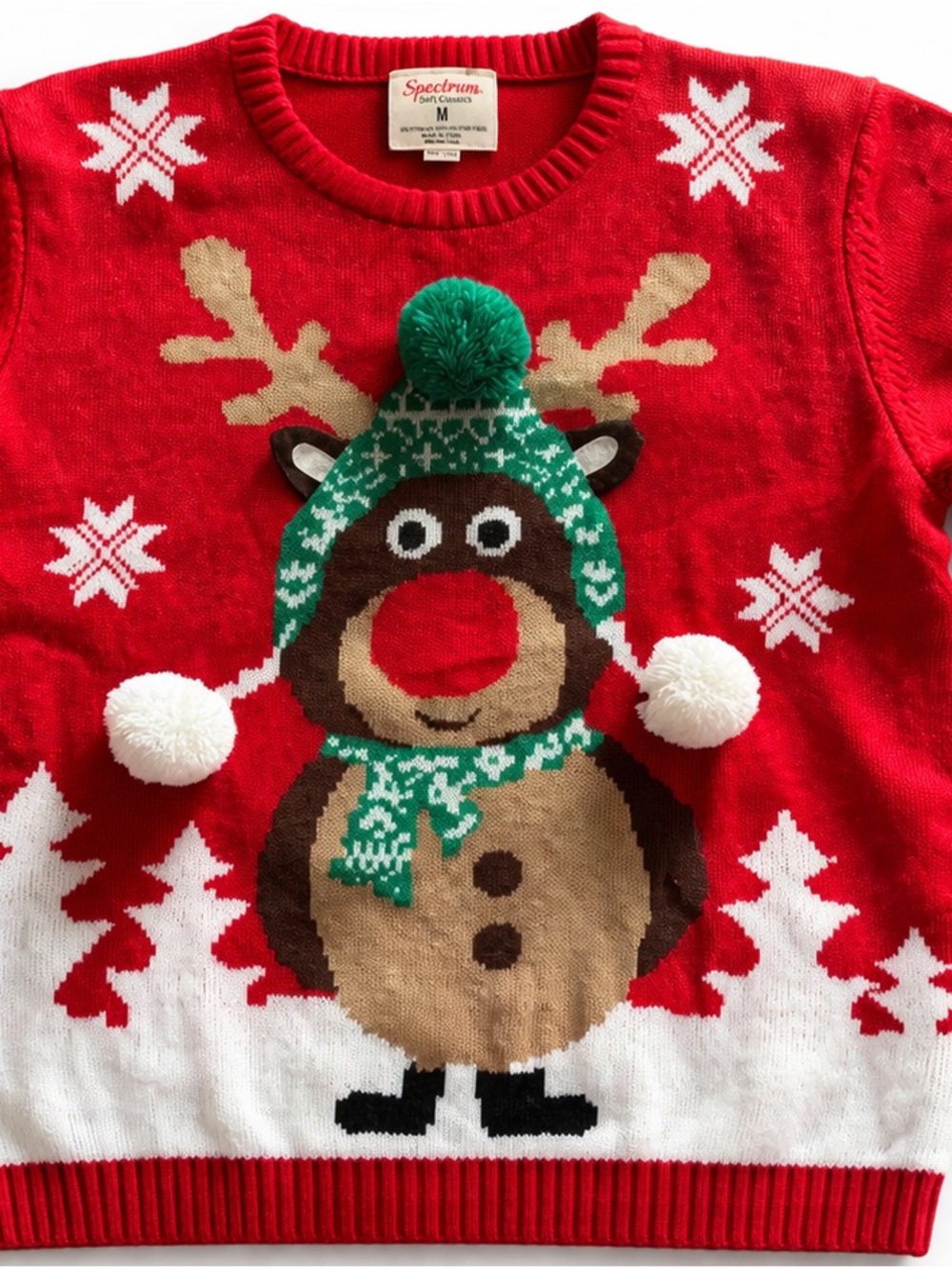 Spectrum Holiday Reindeer Crewneck Sweater - Red